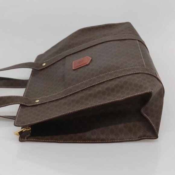 CELINE Macadam Canvas Tote Bag PVC Leather Brown Gold Auth - Picture 9 of 16
